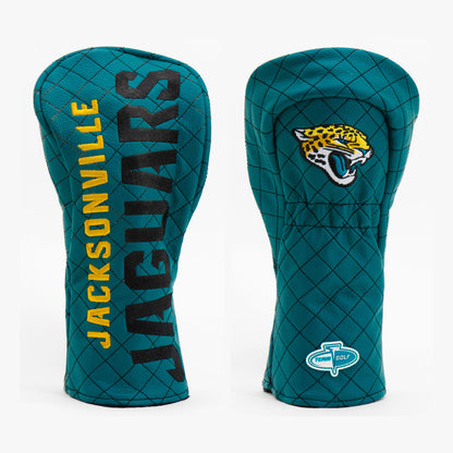 Jacksonville Jaguars Solid Quilted Fairway Headcover, front and back views