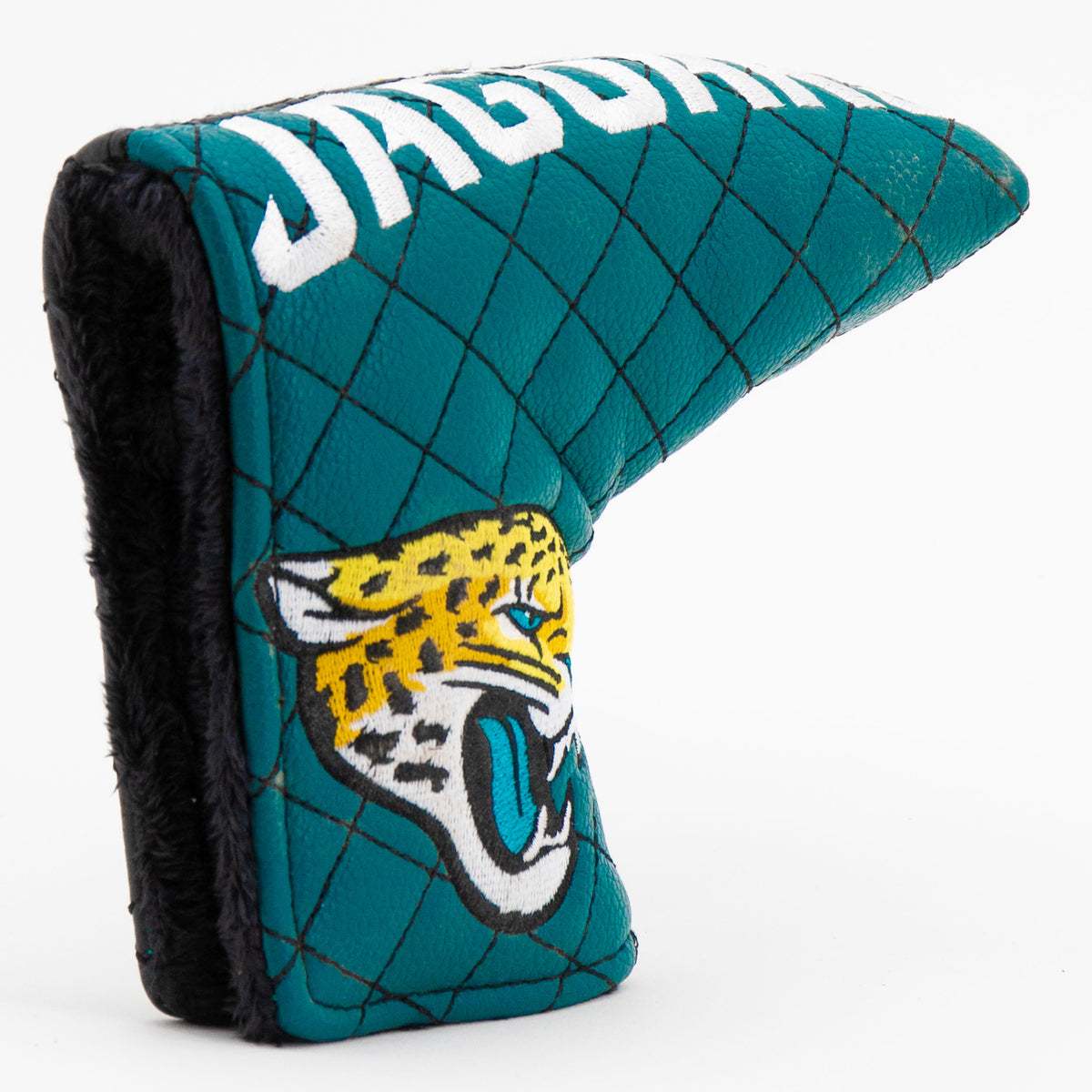Jacksonville Jaguars Split Blade Putter quilted headcover, opening detail