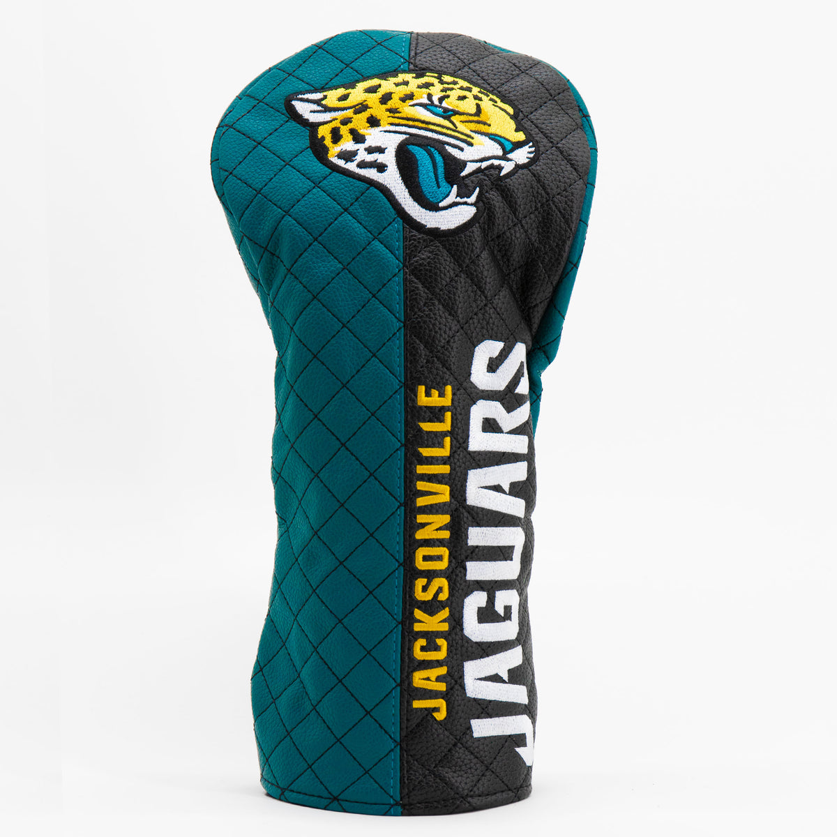 Jacksonville Jaguars Split Driver quilted headcover, front view