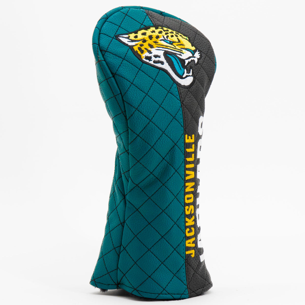 Jacksonville Jaguars Split Fairway quilted headcover, angled view