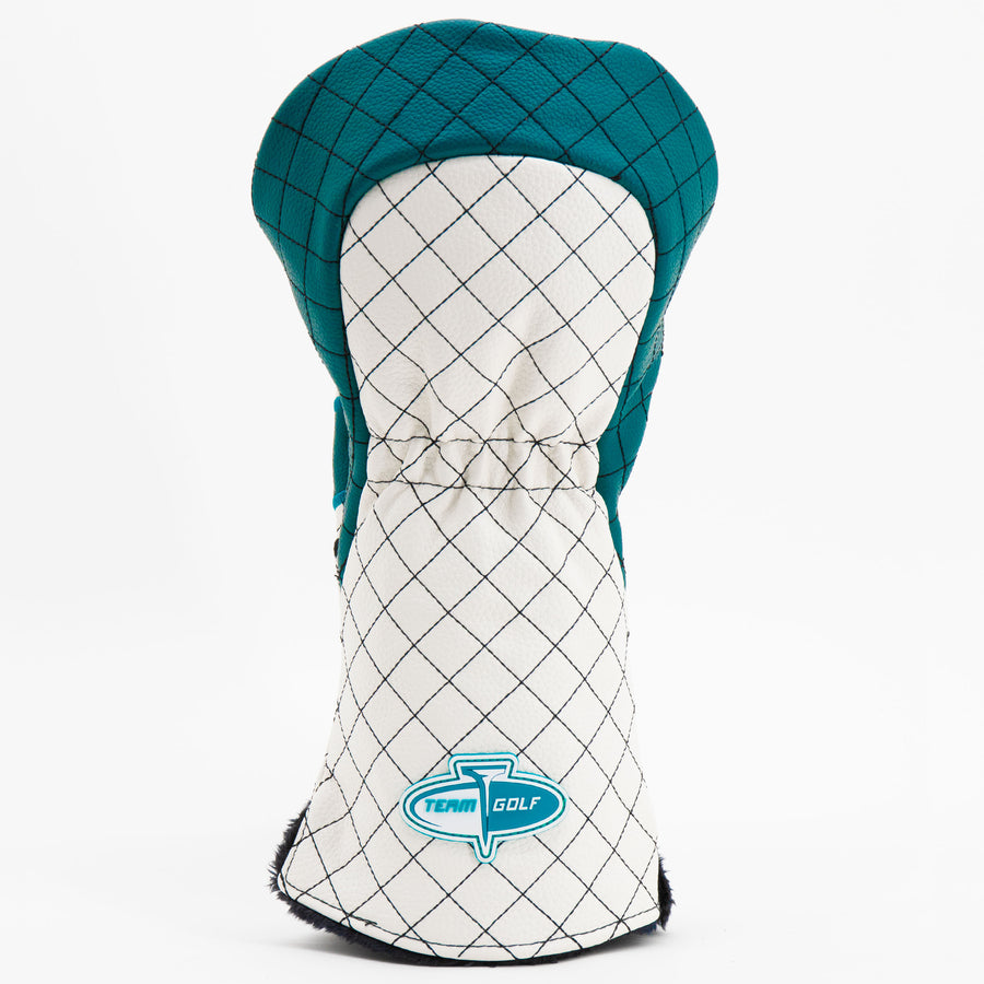 Jacksonville Jaguars striped quilted driver cover, back view