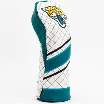 Jacksonville Jaguars Striped Driver quilted headcover, angled view