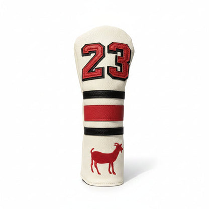Golf club head cover with number 23 and deer design on grass