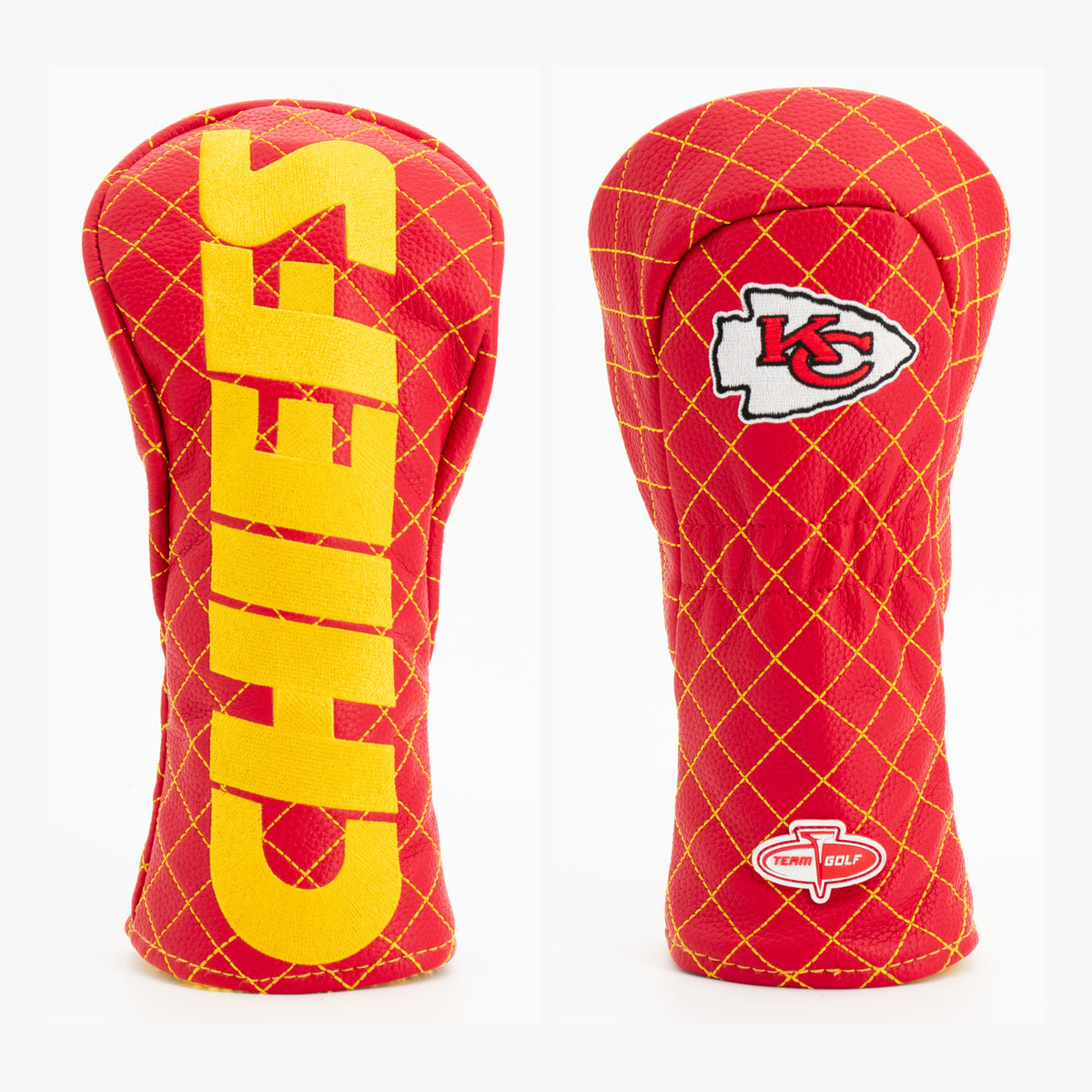 Kansas City Chiefs Solid Quilted Fairway Headcover, front and back views