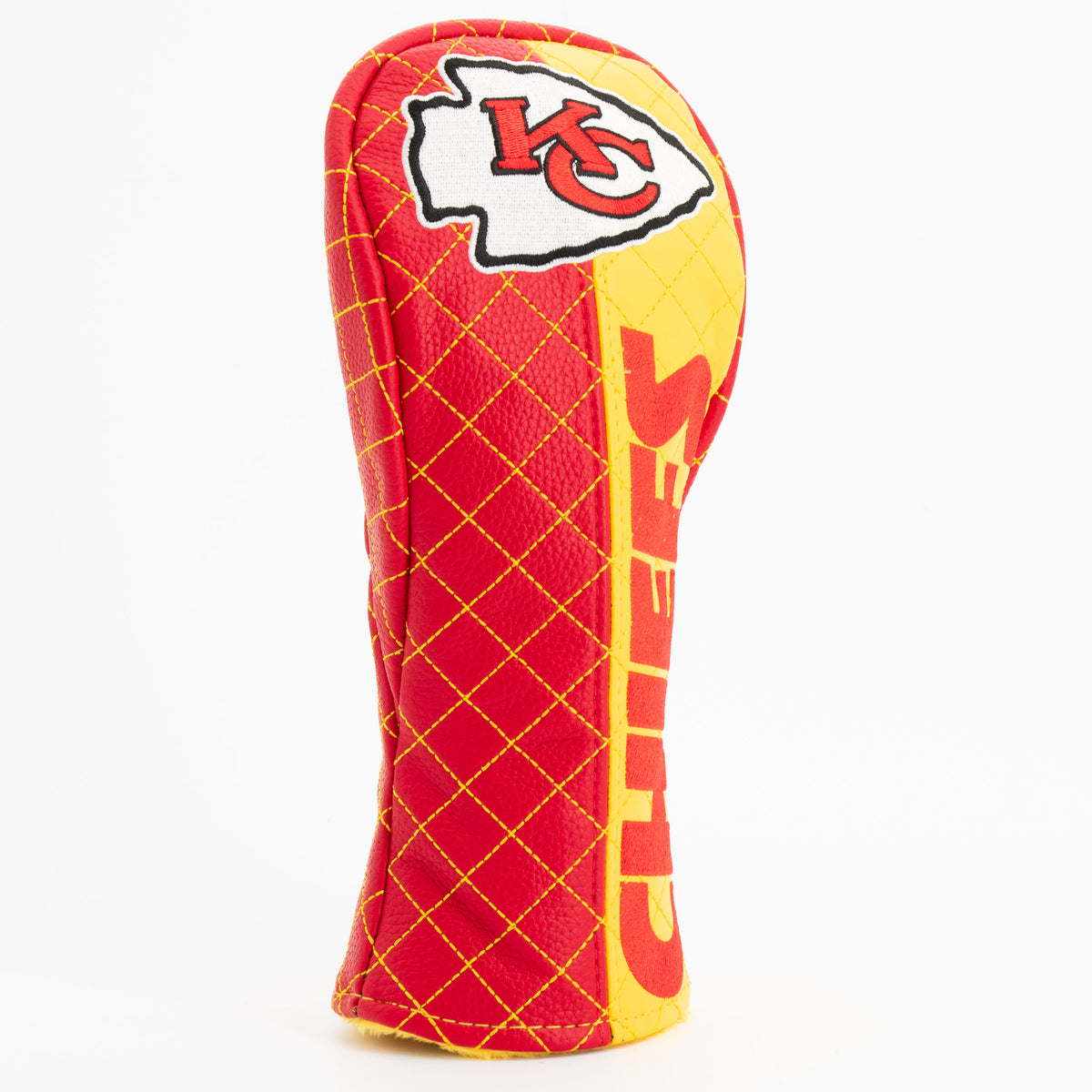 Kansas City Chiefs Split Fairway quilted headcover, angled view
