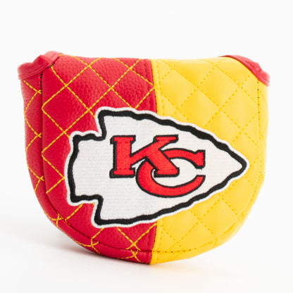 Kansas City Chiefs Split Mallet Putter quilted headcover, angled view