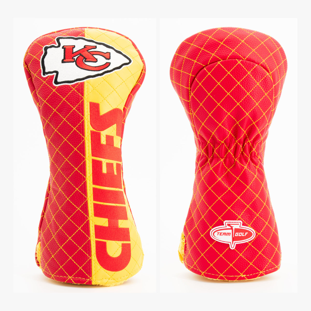 Kansas City Chiefs Split Quilted Driver Headcover, front and back views