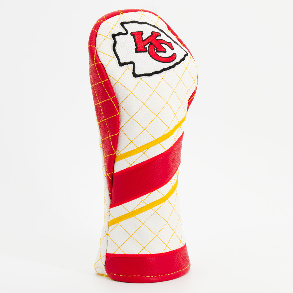 Kansas City Chiefs Striped Fairway quilted headcover, angled view