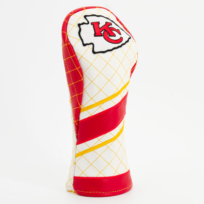 Kansas City Chiefs Striped Fairway quilted headcover, angled view