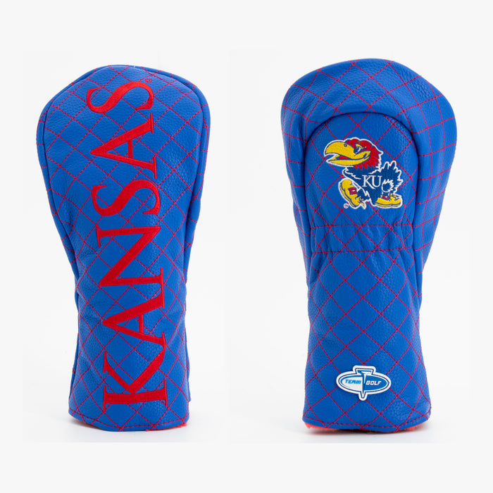 Kansas Jayhawks Solid Quilted Fairway Headcover, front and back views