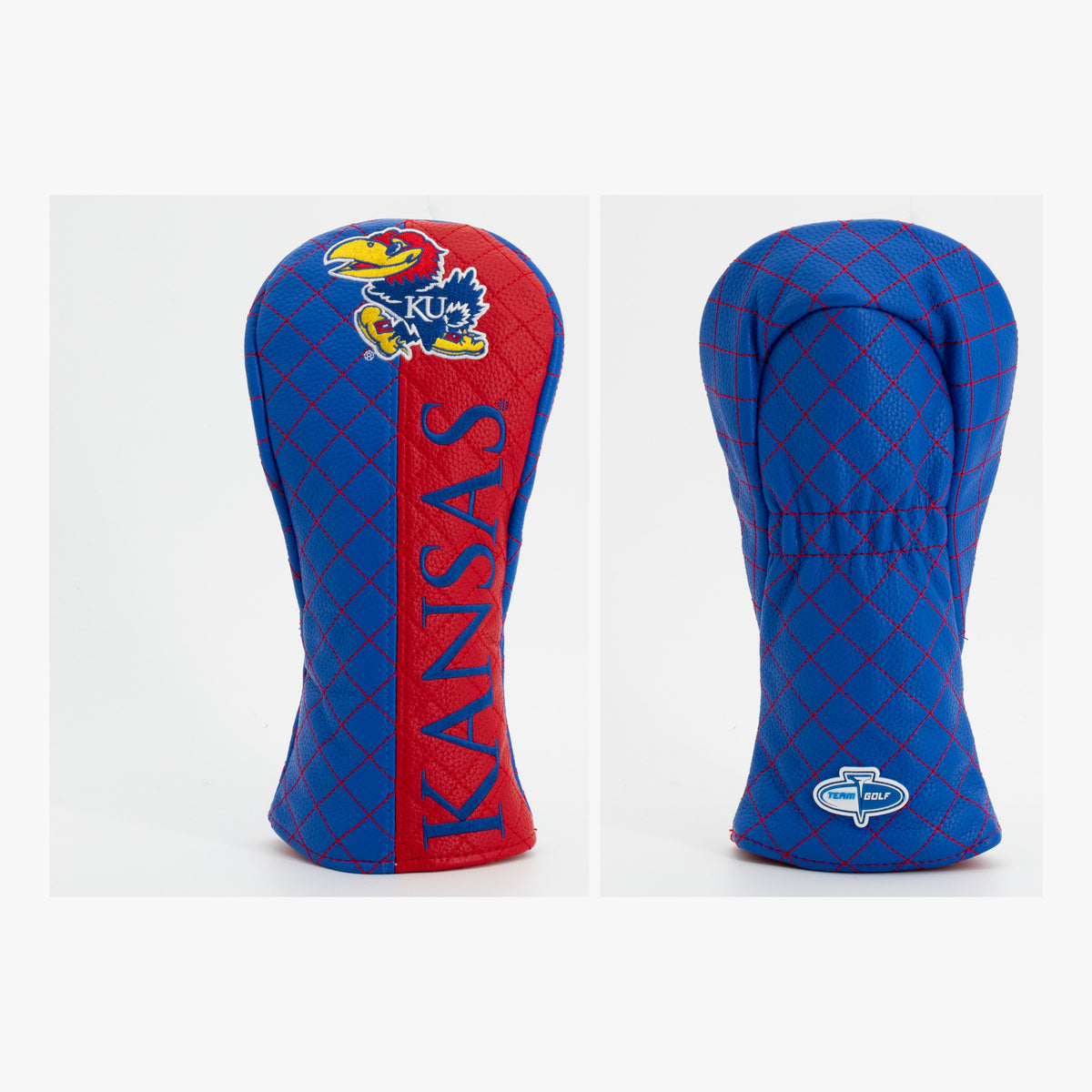 Kansas Jayhawks Split Quilted Fairway Headcover, front and back views