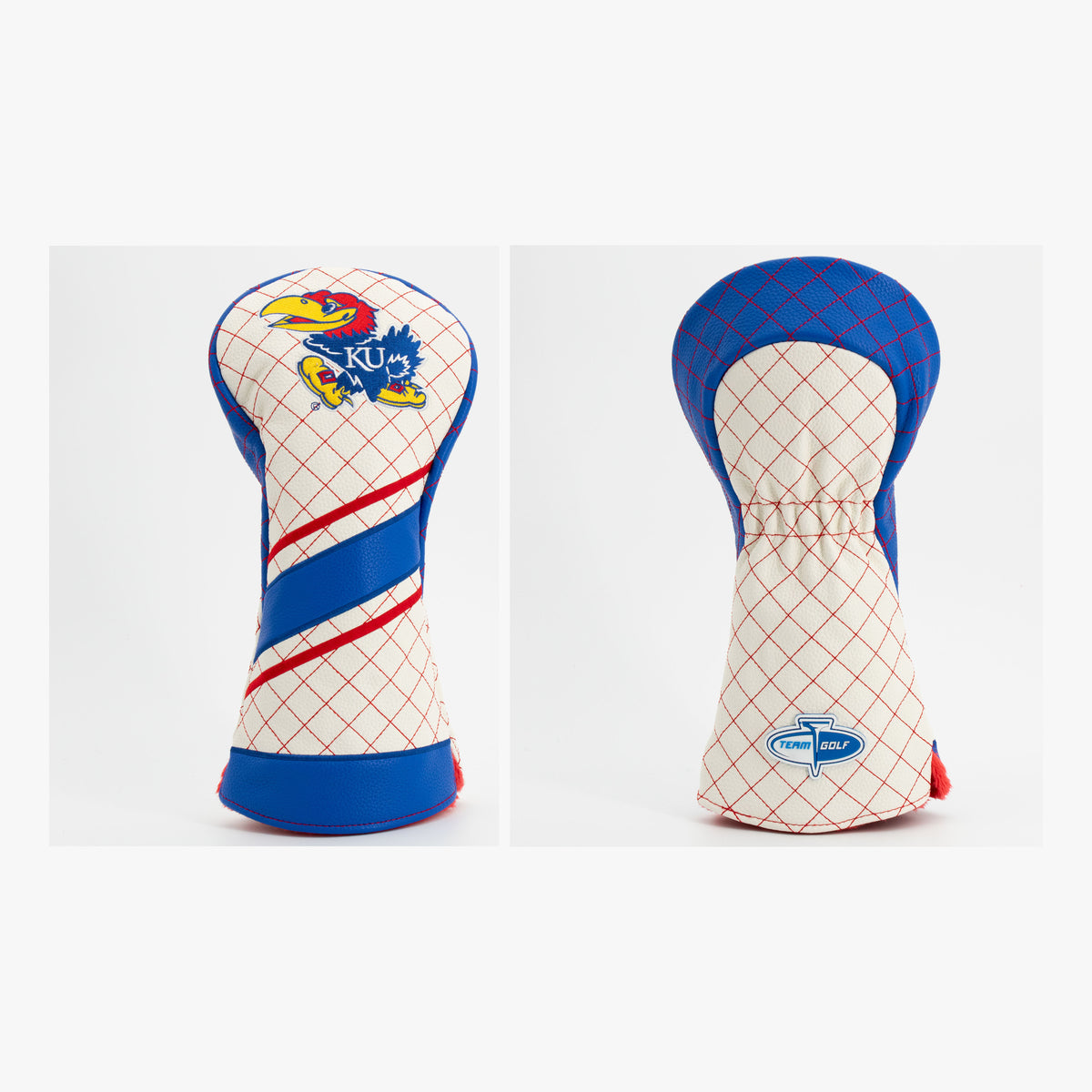 Kansas Jayhawks Striped Quilted Driver Headcover, front and back views