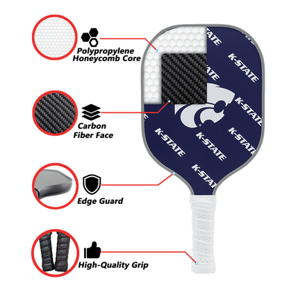 Kansas State Wildcats Pickleball Paddle | Carbon Fiber Face | 12mm Core - Club Rehab