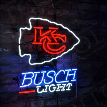 KC Kansas City Chiefs Busch Light Neon Signs - Club Rehab