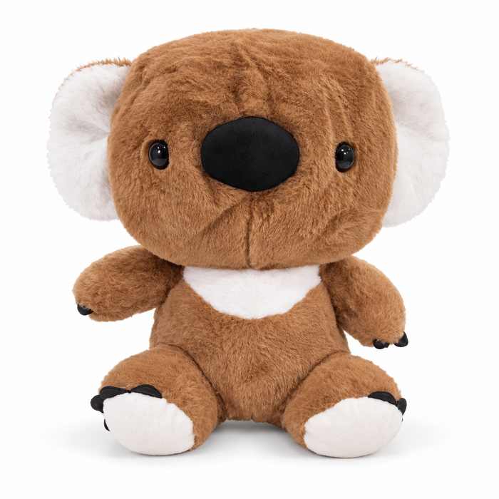 Brown plush koala driver headcover front view with white ears and black nose