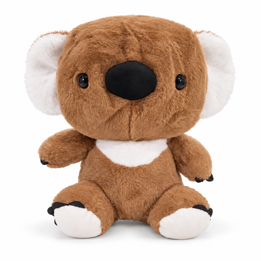 Brown plush koala driver headcover front view with white ears and black nose