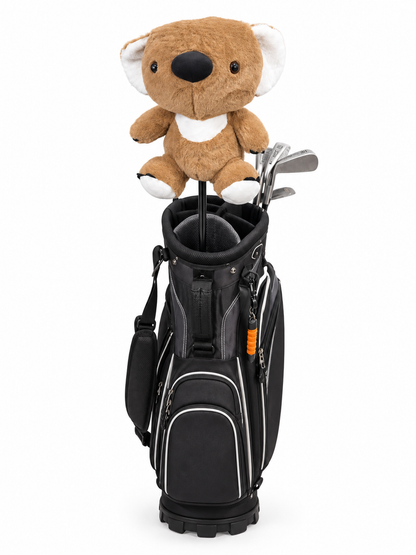 Koala-Tee Time driver headcover on a golf club in a black golf bag