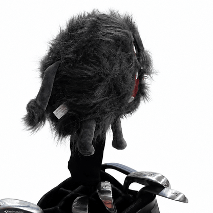 Golf club head cover with a fluffy texture on a white background