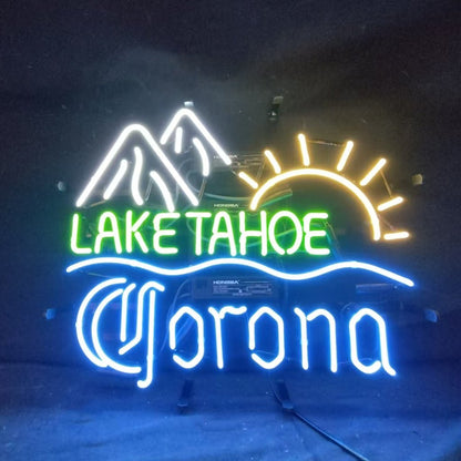Lake Tahoe Corona Extra Sunrise Mountain Neon Signs Light - 19"x15" - Club Rehab