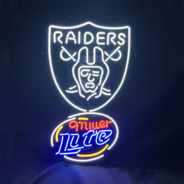 Las Vegas Raiders Logo and Miller Lite Beer Neon Signs Light - Club Rehab