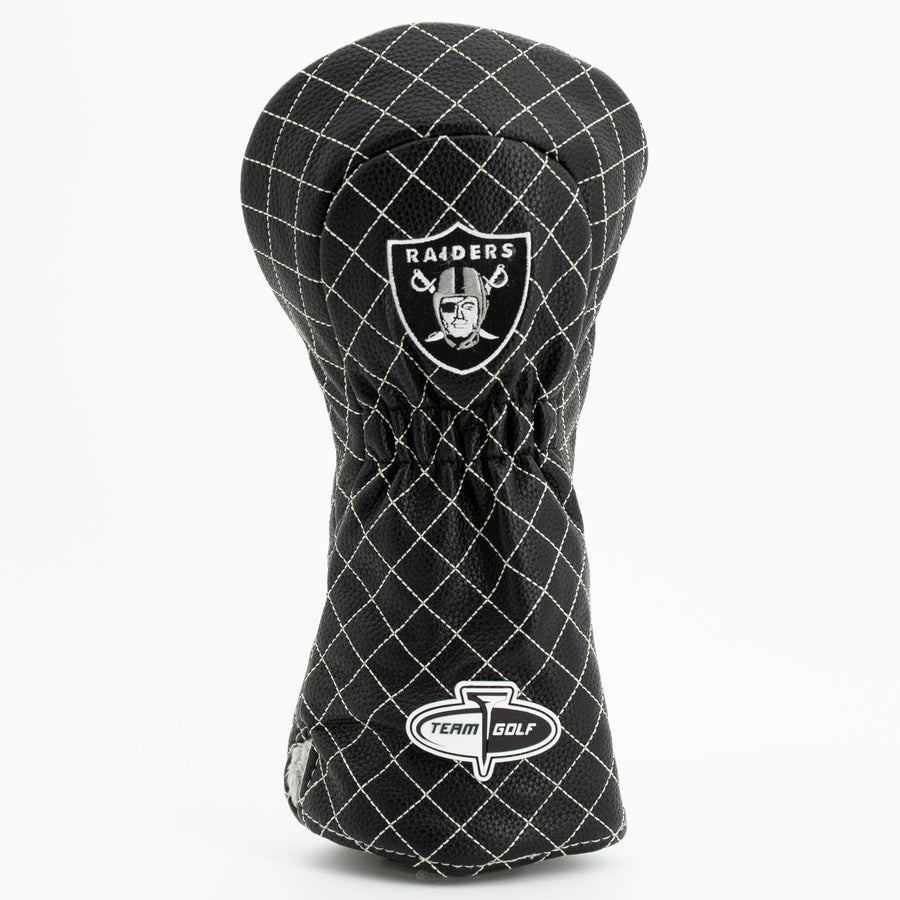 Las Vegas Raiders solid quilted driver cover, back view