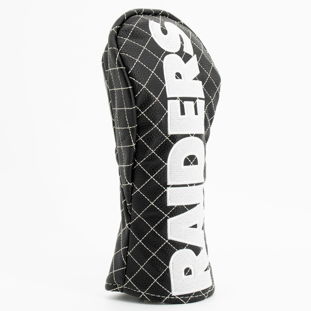 Las Vegas Raiders Solid Quilted Fairway Headcover, close-up of the diamond stitching and textured exterior