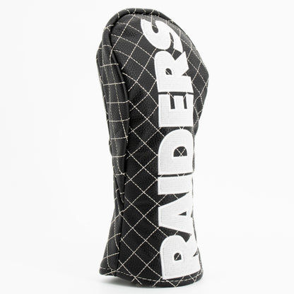 Las Vegas Raiders Solid Fairway quilted headcover, angled view