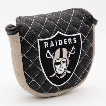 Las Vegas Raiders Solid Mallet Putter quilted headcover, angled view