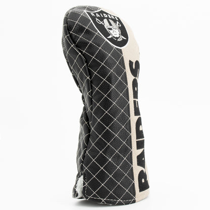 Las Vegas Raiders Split Driver quilted headcover, angled view