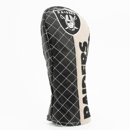 Las Vegas Raiders Split Fairway quilted headcover, angled view