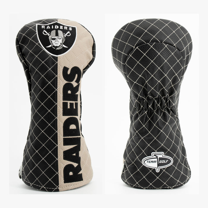 Las Vegas Raiders Split Quilted Driver Headcover, front and back views