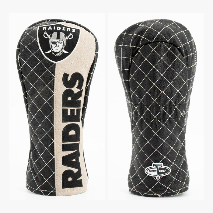 Las Vegas Raiders Split Quilted Fairway Headcover, front and back views