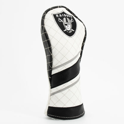 Las Vegas Raiders Striped Fairway quilted headcover, angled view
