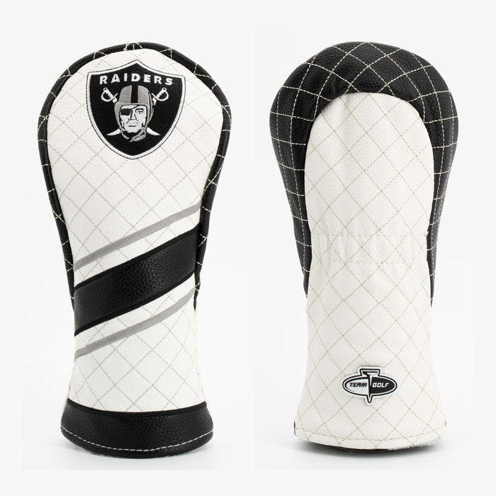 Las Vegas Raiders Striped Quilted Fairway Headcover, front and back views
