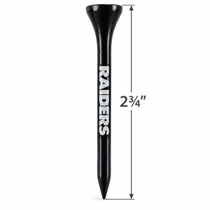 Las Vegas Raiders golf tee with a 2¾-inch height measurement.