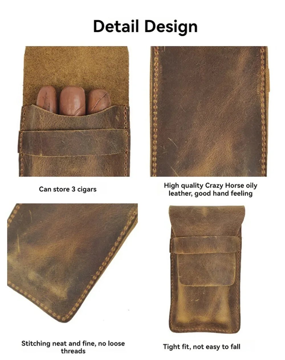 Leather Cigar Case Bag for 3 Cigars – Portable and Elegant Smoking Accessory - Club Rehab