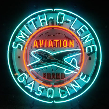 Light Blue Smith - o - lene Gasoline Aviation Brand Neon Signs Light - Club Rehab