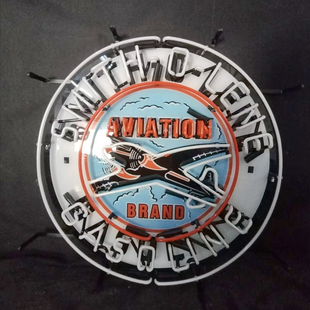 Light Blue Smith - o - lene Gasoline Aviation Brand Neon Signs Light - Club Rehab
