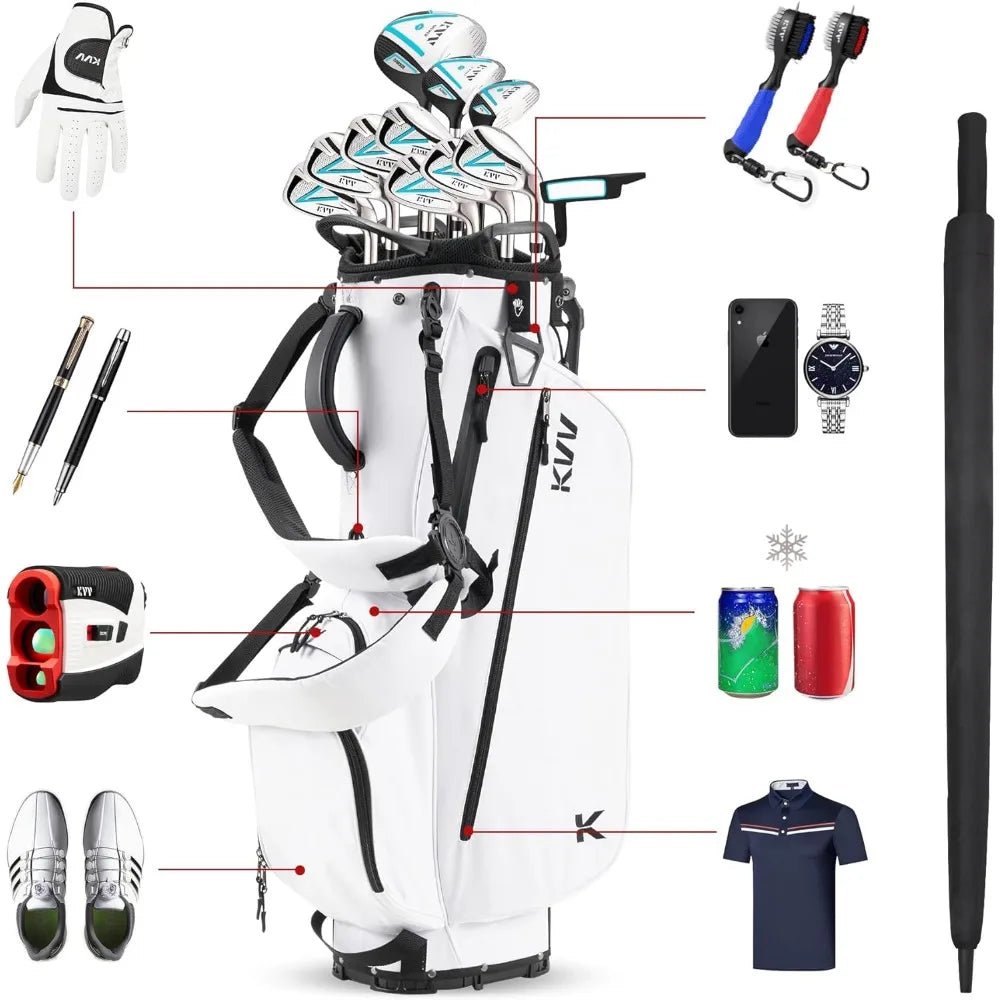 Lightweight Golf Stand Bag with 7 Way Full - Length Dividers, 5 Zippered Pockets, Automatically Adjustable Dual Straps - United States - Club Rehab
