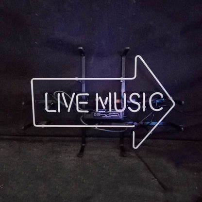 Live Music with Right Arrow Neon Signs - Club Rehab