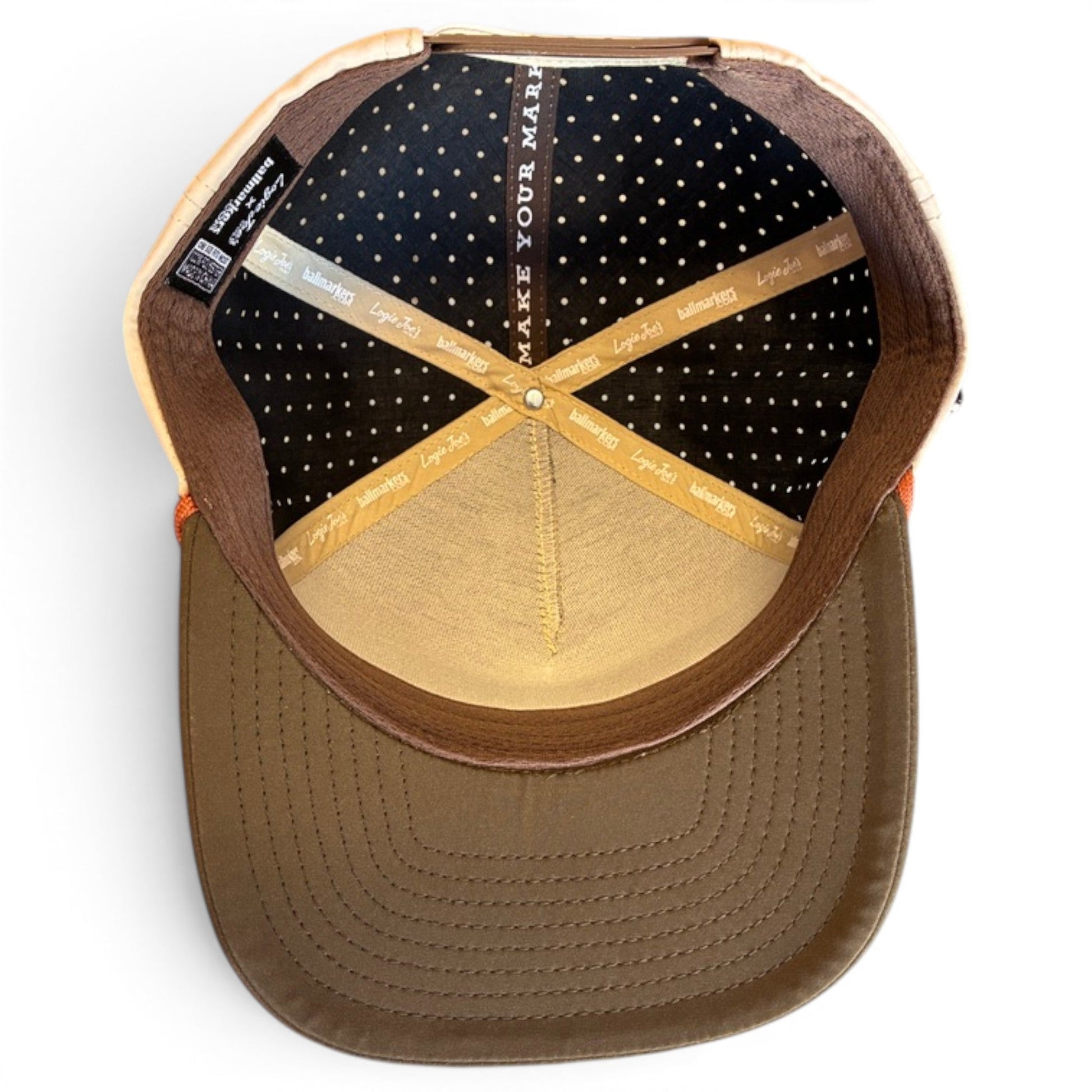 Longhorn Golf Hat | Snapback Cap | Built - in Magnetic Ball Marker Holder + Marker Included | Adjustable Tan Bull Skull - Club Rehab