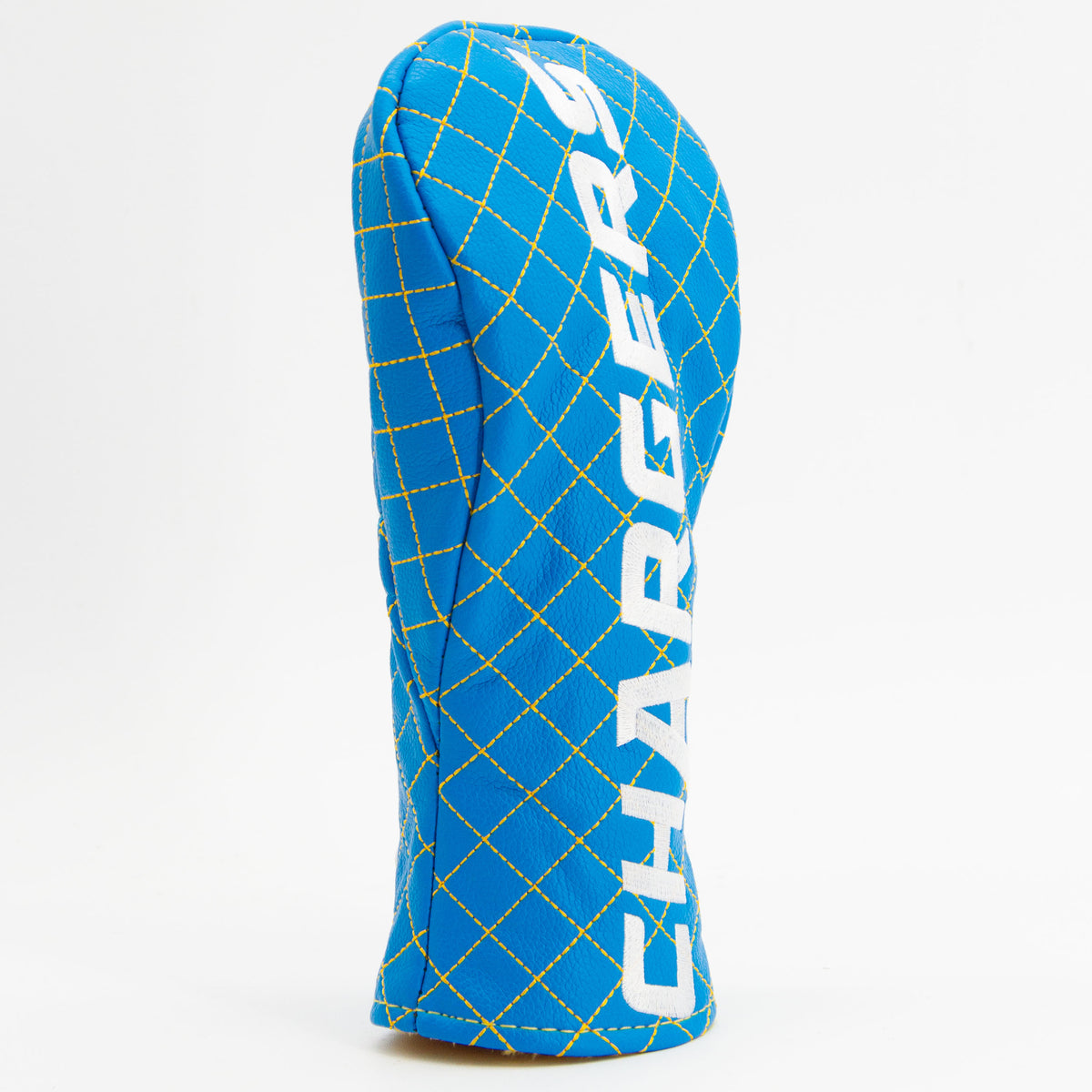 Los Angeles Chargers Solid Fairway quilted headcover, angled view