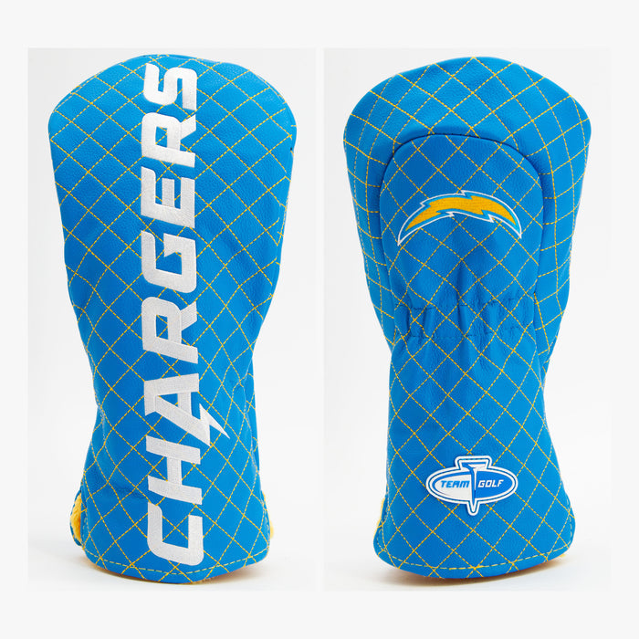 Los Angeles Chargers Solid Quilted Driver Headcover, front and back views
