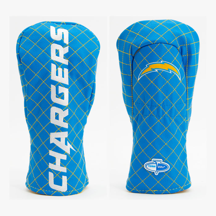 Los Angeles Chargers Solid Quilted Fairway Headcover, front and back views