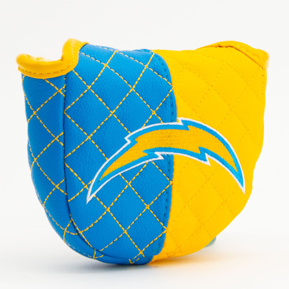 Los Angeles Chargers Split Mallet Putter quilted headcover, angled view