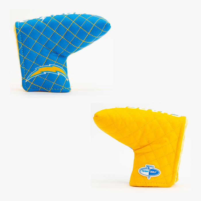 Los Angeles Chargers Split Quilted Blade Putter Cover, front and back views