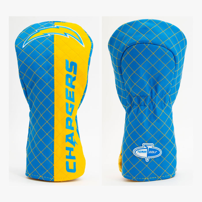 Los Angeles Chargers Split Quilted Driver Headcover, front and back views