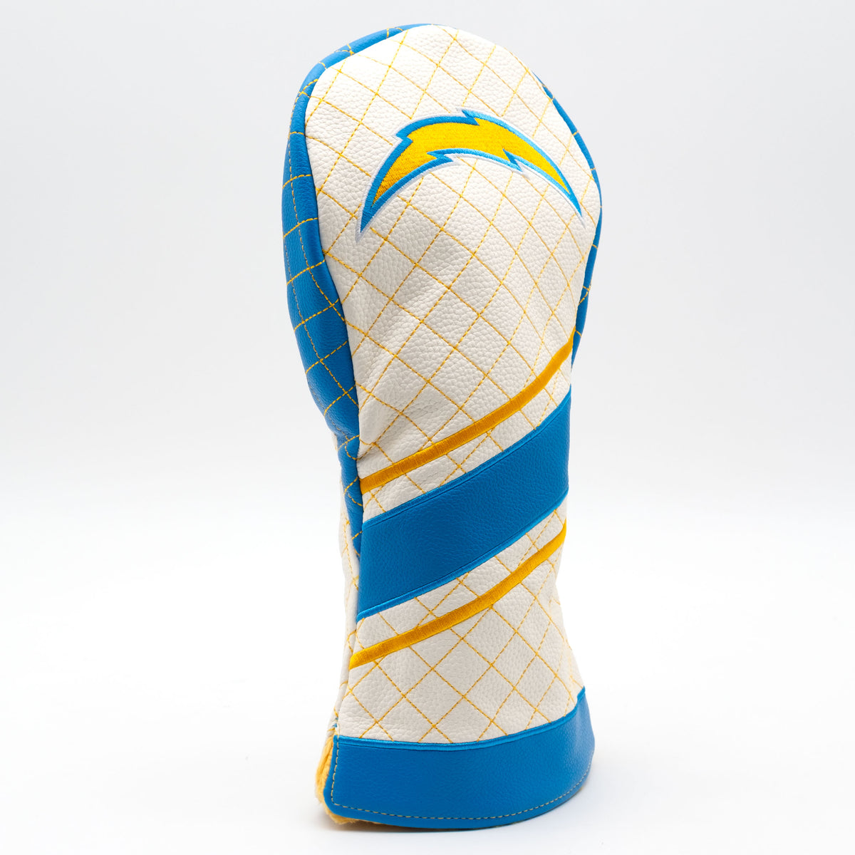 Los Angeles Chargers Striped Driver quilted headcover, angled view
