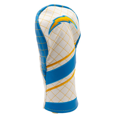 Los Angeles Chargers Striped Fairway quilted headcover, angled view