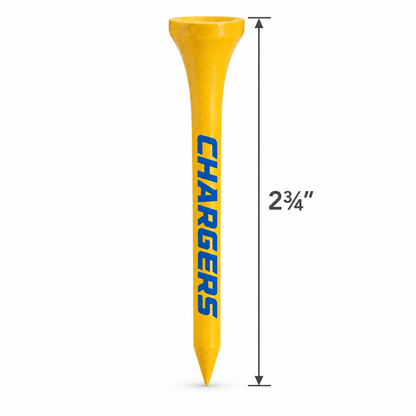 Los Angeles Chargers golf tee with a 2¾-inch height measurement.